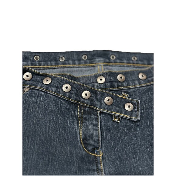 Women’s Low Rise 90’s Y2K Studded Crossover Waistband Flare Dark Jeans Sz 31 / 9 - Picture 6 of 10